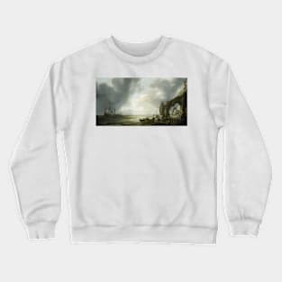 Dutch Men-of-War off a Craggy Coast by Simon de Vlieger Crewneck Sweatshirt